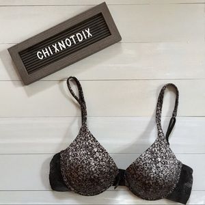 [vera wang] SimplyVera Black Print Lace Bra | 34C